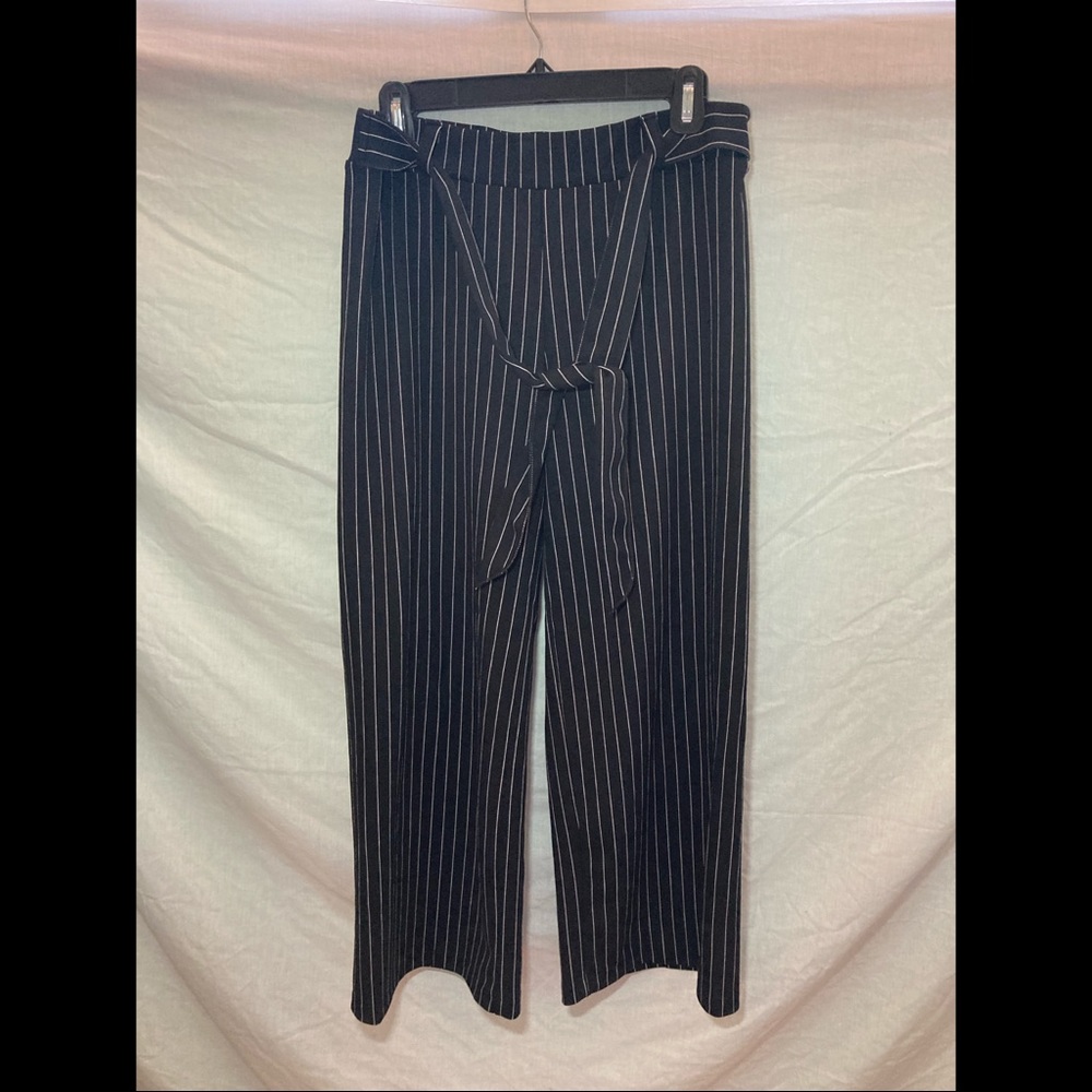 Black and Striped White High Waisted Cute Pants